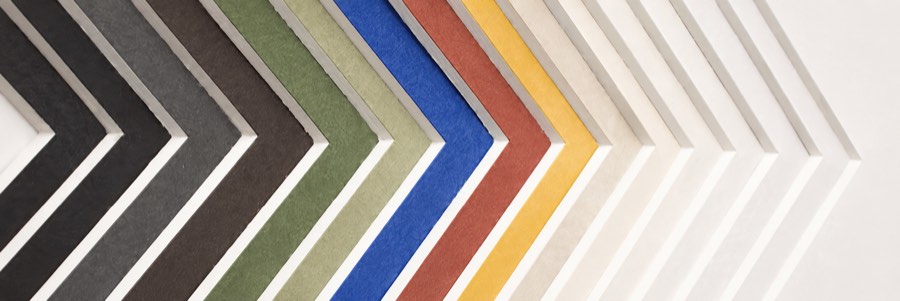 Range of acid-free mount board colour samples